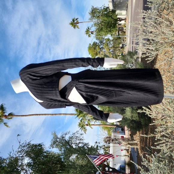 SPIRIT OF GRACE NORDSTROM Black Cut Out Wrap Dress L M Bodycon Criss Cross Front - Picture 7 of 15